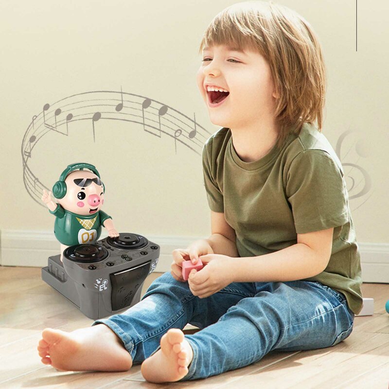 DJ Light Music Dancing Pig Toy Educational Toy Musical Lighting Interactive Kids Gifts Gift for 1 2 3 Year Toddlers Kids Boys