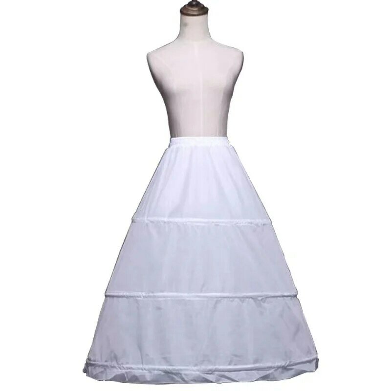 2024 MYYBLE Cheap White Women Wedding Petticoats 3 Layers Steel Ring Elastic Waistband Wedding Accessories Underskirt