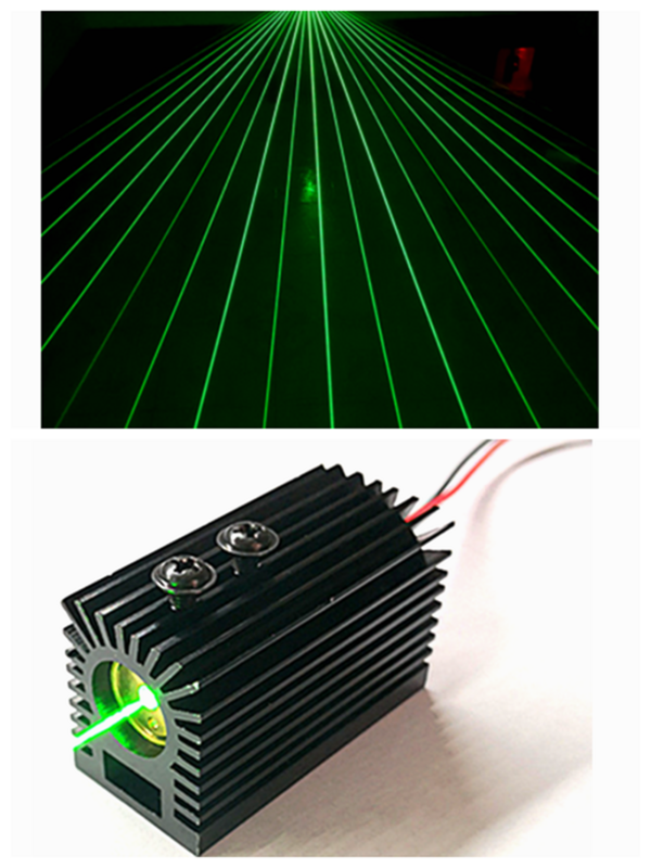 532nm 50mw Веерообразный зеленый лазерный модуль с радиатором