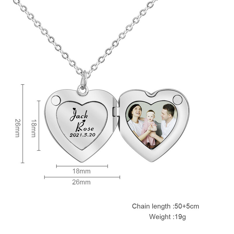 Pesonalized  photo Heart Pendant Necklace Custom Message Necklace Personalize Jewelry Gift