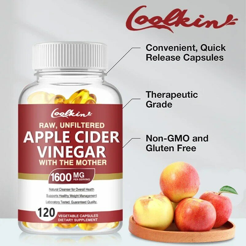 Apple Cider Vinegar Capsule Supplement 1600 mg - Natural Weight Management and Metabolism