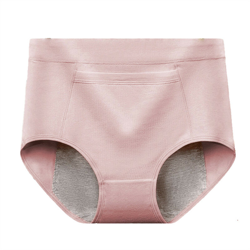 Damskie majtki menstruacyjne proste jednolity kolor wysoki stan bawełniane majtki duży rozmiar wygodne miękkie majtki w pełni zakrywający