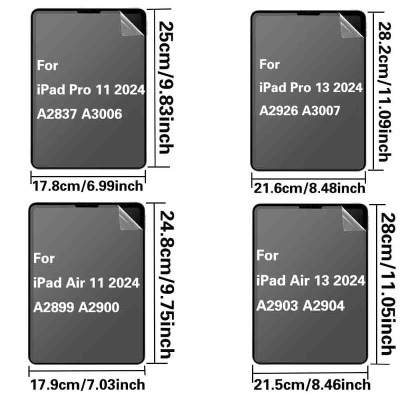 Papier Displays chutz folie für iPad Pro 11 2024 m4 a2837 pro 13 matte Lackierung für iPad Air 6 11 13 2024 Air 11 2024 m2 a2899
