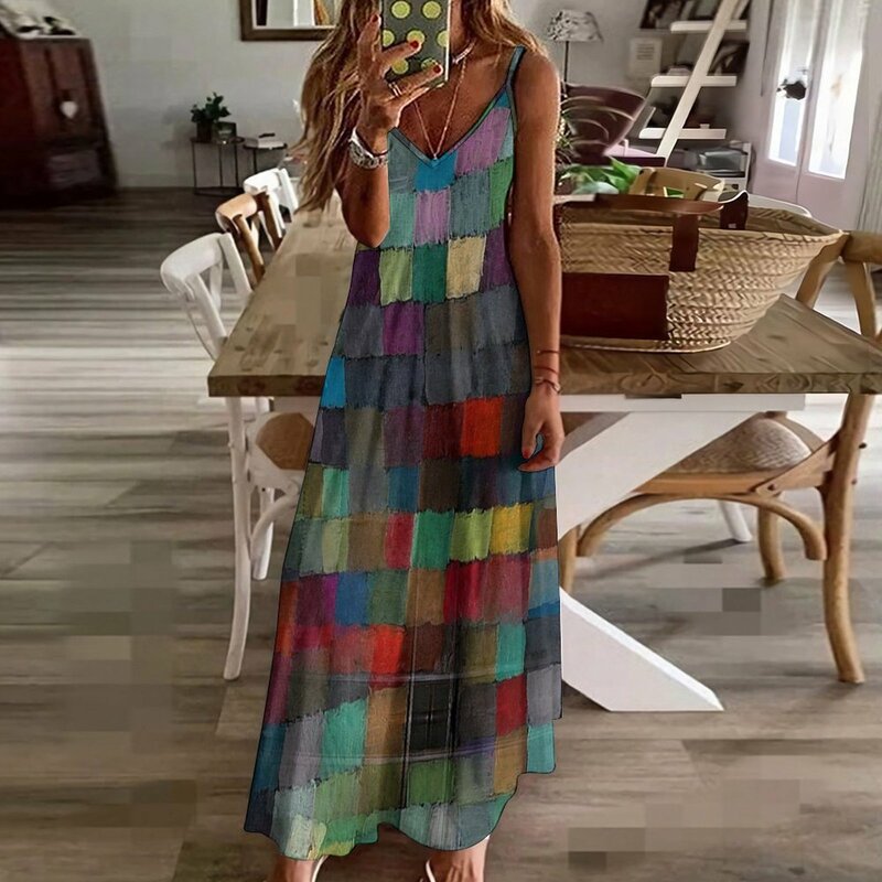 抽象的なタイル-夏のノースリーブのドレス,特別な日のためのタイトなドレス
