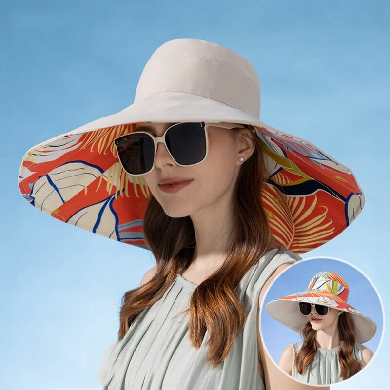 Dwustronna damska moda kapelusz rybaka duży rondo oddychający kapelusz przeciwsłoneczny nadruk roślin Top bawełniany kapelusz