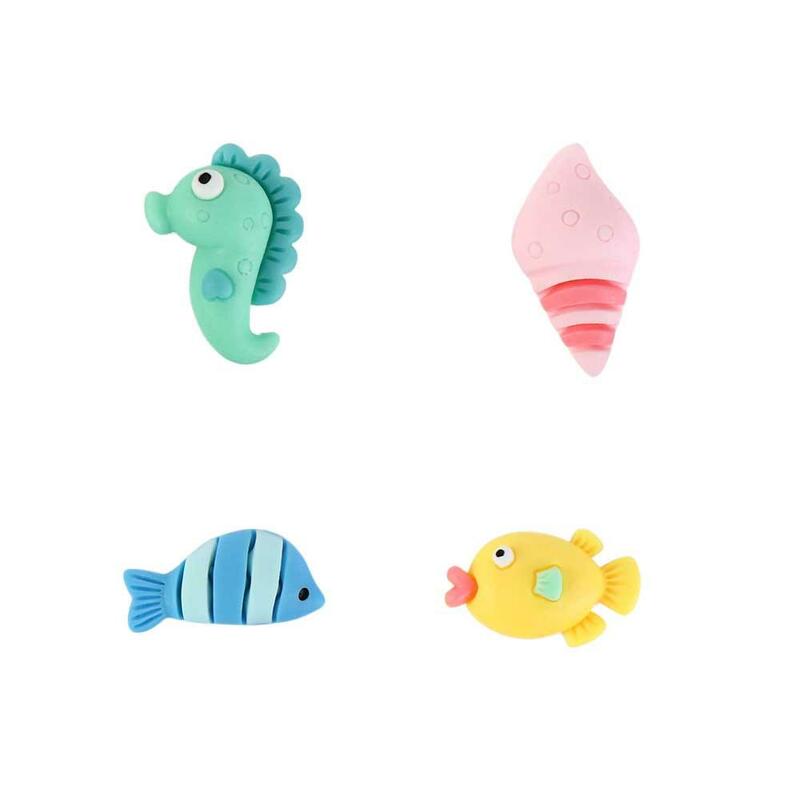 Figurines colorées en résine d'animal d'océan, bijoux faits à la main, conque, hippocampe, méduse, poisson coloré, 10 pièces