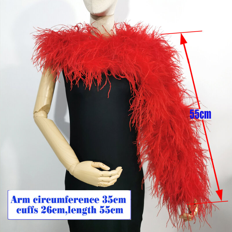New Fashion Winter Women's Sexy 100% True Ostrich Feather One Shoulder Long Sleeve Party Banquet Versatile real fur