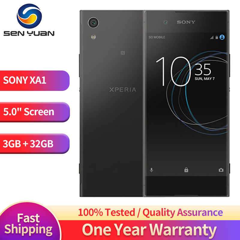Оригинальный Sony Xperia XA1 32 Гб ПЗУ 3 ГБ ОЗУ одна/две SIM-карты 5,0 дюймов Android 23 МП 4G LTE Смартфон GPS WIFI разблокированный телефон