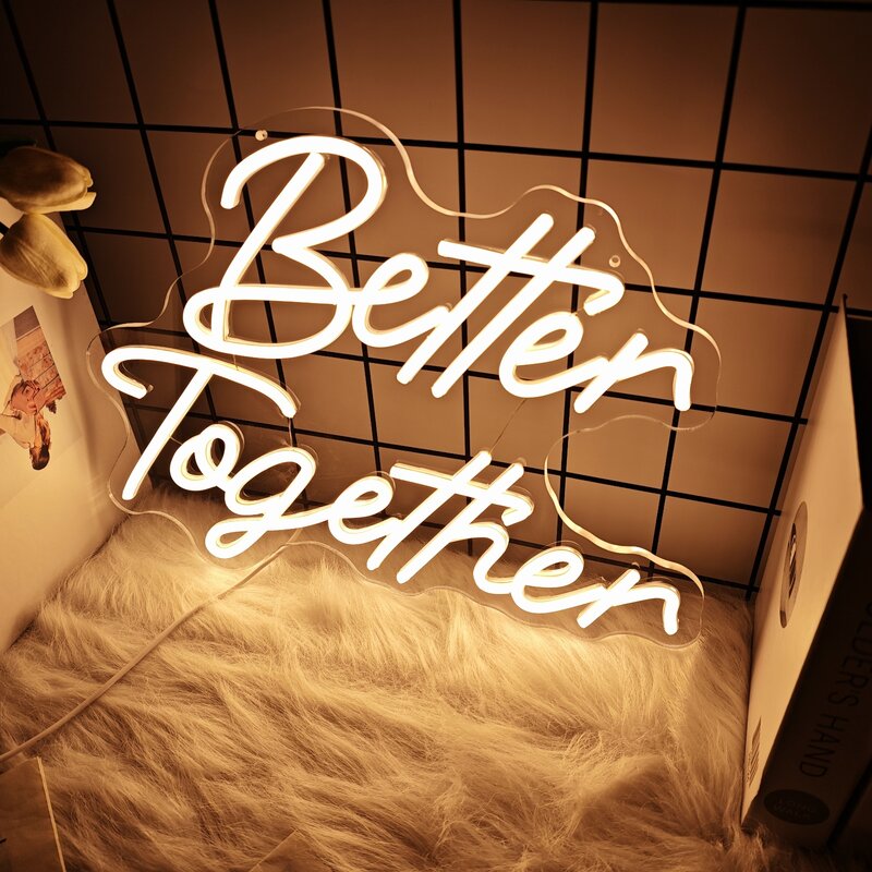 UponRay Better Together Neon Led Sign Wedding Decor Party Neon Sign LED Lights Bedroom Room Decor Wall Mr Mrs Just Married Neon