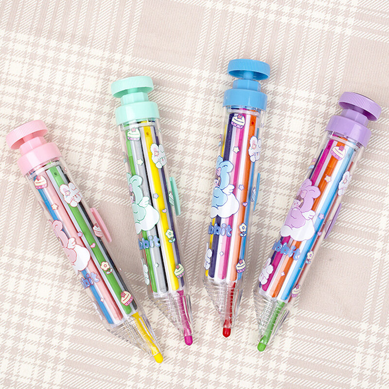 Multicolor Crayon Rotatable Easy To Carry Press-on Crayon Widely Use Kids Students Art Graffiti Painting 8 Colors Crayon