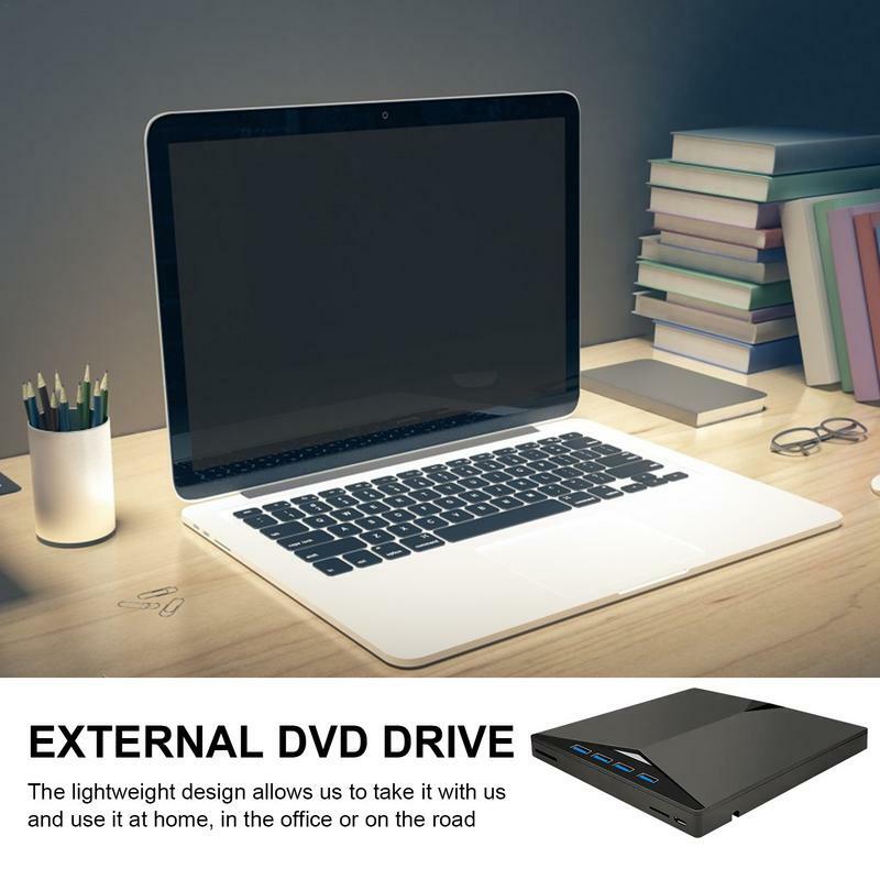 Unidade externa para laptop, USB 3.0, disco tipo C, unidade óptica, leitor de dados, gravador, PC