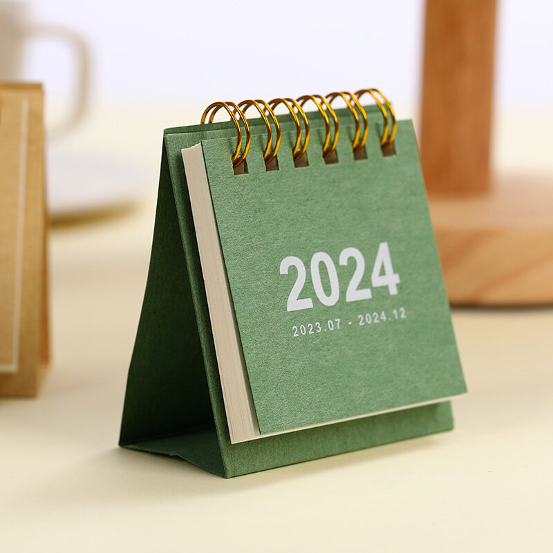 Mini Simple Desk Calendar, Coil Calendar Book, planejador mensal, diário para fazer a lista, Notas de nomeação, Home Office Supplies, 2024