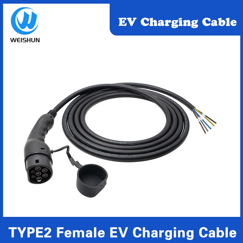 11KW Type 2 EV Charger Plug with Cable 32A 16A 3Phase IEC62196-2 Cord for Electric Vehicle Charging Station
