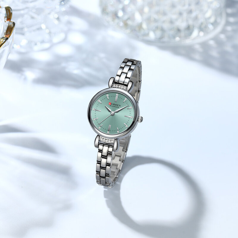 CURREN-Elegant Dress Watch for Women, Luxurious and Exquisite, 28mm Dial with Shinning Rhinestone, Quartz Wristwatch, New