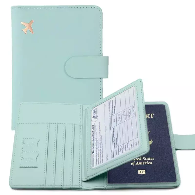 パスポートカバー,男性と女性のための革,クレジットカードホルダー,財布,保護カバー
