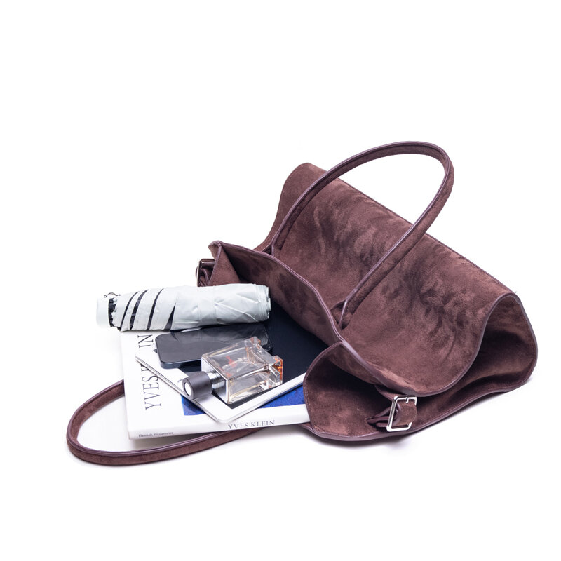 Вместительная Замшевая сумка-тоут, большая сумка на одно плечо для отдыха и фитнеса, Литературная Ретро сумка для поездок, мешок для покупок