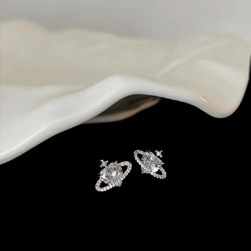 Fashion Heart Saturn Earrings Dangle Rhinestone Crystal Anime Nana Cosplay Rhinestone Planet Ear Jewelry Gift