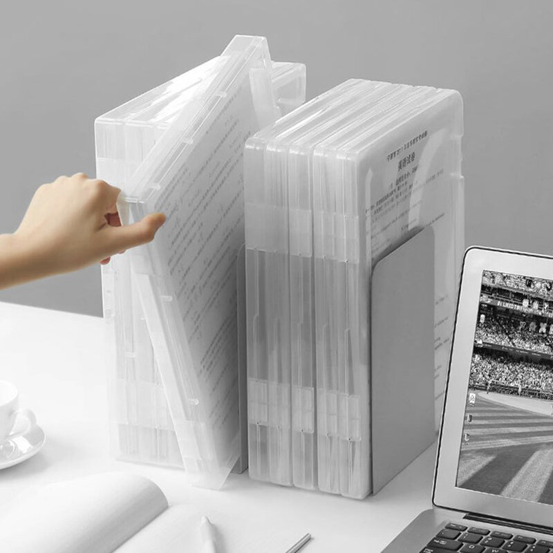 Pasta transparente de grande capacidade para arquivo de escritório Caixa de armazenamento de plástico espessada Student Test Paper Classification Organizer