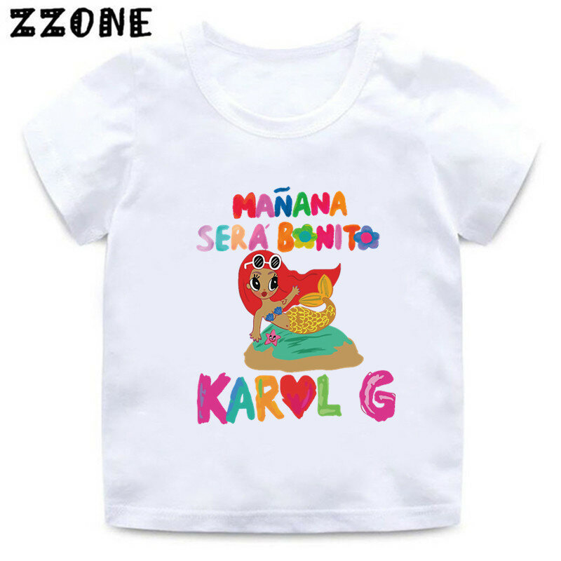 Cartoon Print T-shirts for Kids, Manana Sera, Bonito, Karol G, Bichota, roupas bonitos das meninas, Baby Boys T Shirt, crianças Tops, verão, ooo5869
