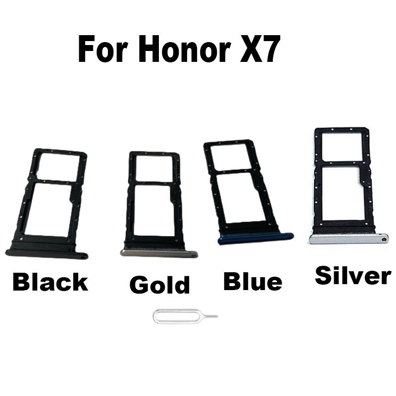 Baru untuk Huawei Honor X7 Slot baki kartu Sim pemegang soket konektor adaptor suku cadang perbaikan pengganti
