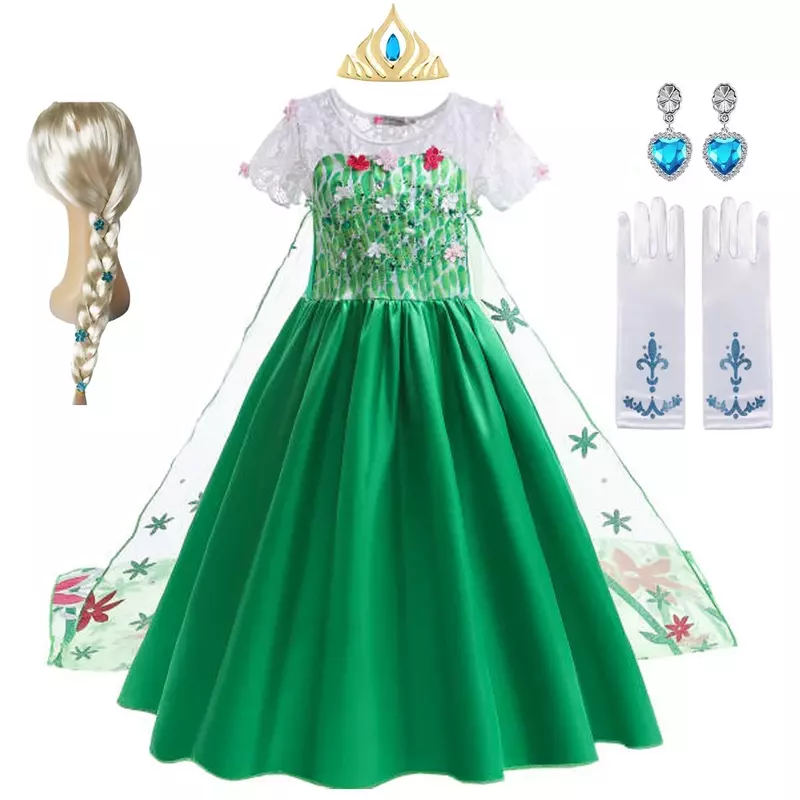 Elsa Kleid Mädchen Kinder Halloween Cosplay Prinzessin Kleid Kinder Geburtstags feier Kleidung verkleiden