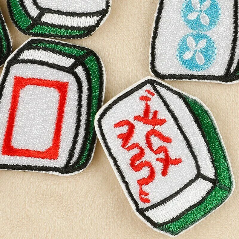 DIY Bordados Patches, Mahjong Adesivo, Emblemas auto-adesivos, Emblema Decoração, Saco de roupas, Chapéu, Acessórios de tecido, Novo, 2024