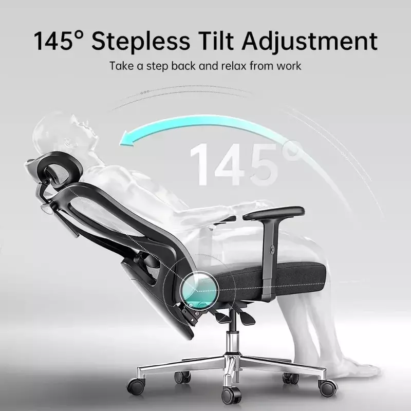 Silla de oficina con soporte Lumbar ajustable 2D, silla de oficina ergonómica con reposacabezas ajustable y reposabrazos, cojín de asiento grueso