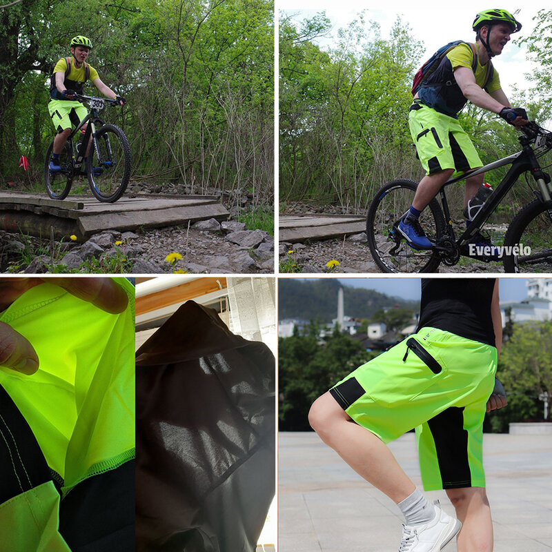 WOSAWE – Pantalones masculinos cortos para ciclismo, pantaloneta de ciclismo, acolchada, con reflectantes, corte holgado y resistente al agua para hombre