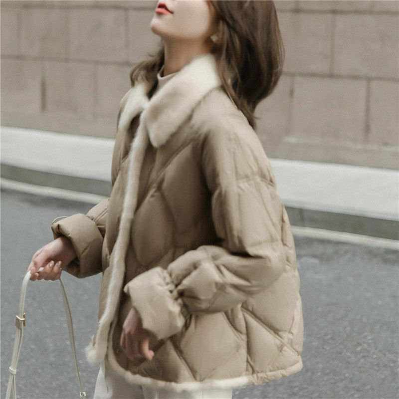 Winter Cotton Padded Jacket Women Korean Version Thick   Female Vintage Patchwork Imitation Mink Velvet Coat U945