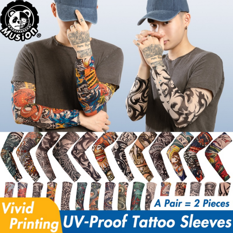 Mangas de tatuaje de brazo Anti UV/polvo, calcetín de mano para pesca, motocicleta, bicicleta, deporte al aire libre, Unisex 01