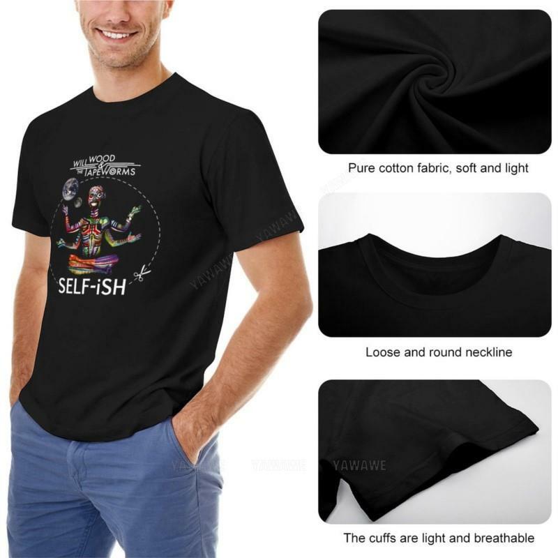 男性用のSelfish-グラフィックTシャツ、黒の綿のトップス、セルフツイルウッド、かわいいワークウェア