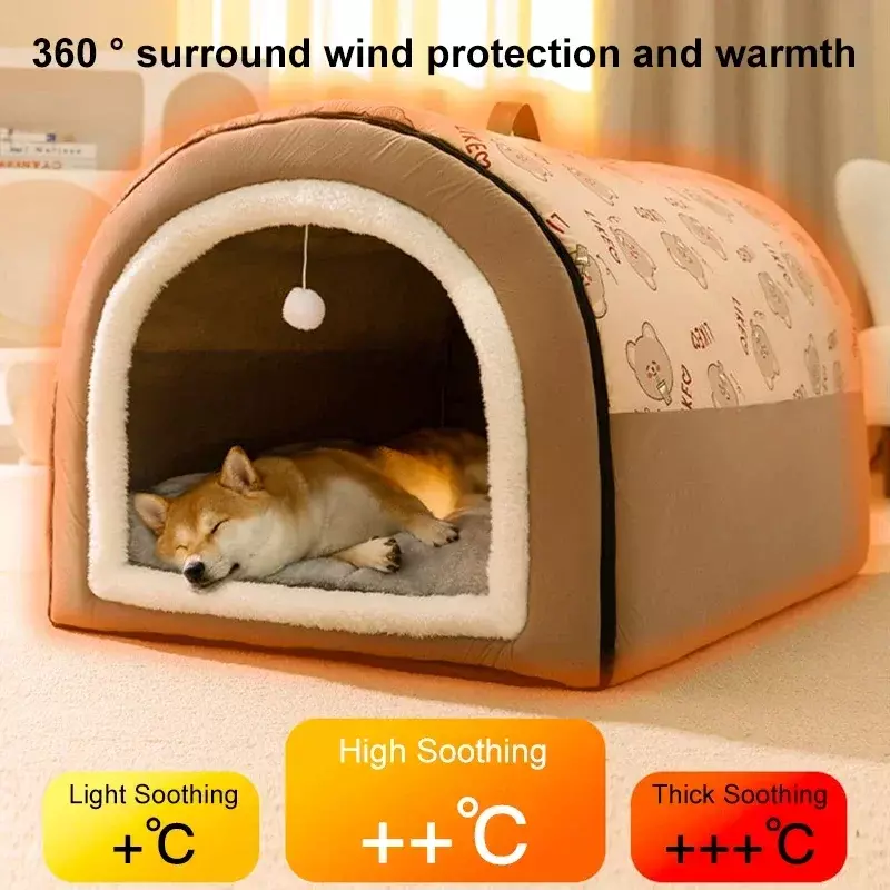 Большая собачья будка теплый зимний домик для собаки коврик Съемная моющаяся кровать для собак гнездо для глубокого сна палатка для средних крупных собак товары для дома