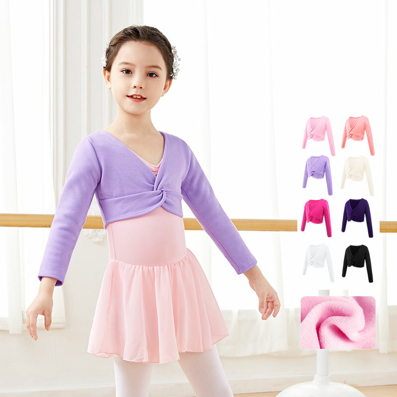 Ballet Sweater para meninas, Dance Top, Malhas, Jaqueta de ginástica, Wrap Top, Casaco infantil, Malhas, Quente