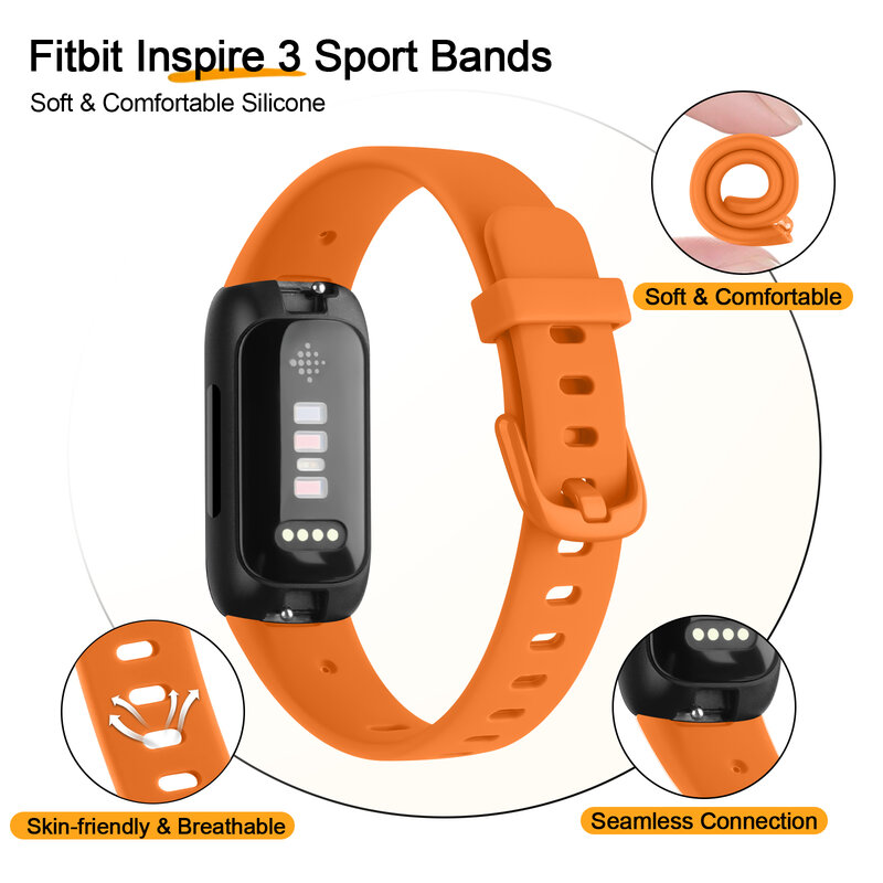 Tali silikon lembut untuk Fitbit inspirasi 3 gelang jam dapat disesuaikan untuk Fitbit inspire 3 tali gelang olahraga pengganti