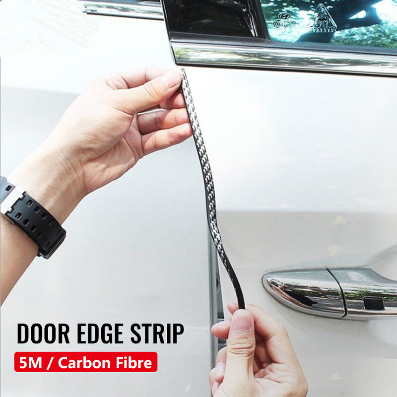 5M Carbon Fibre Auto Tür Anti Kollision Streifen Stoßstange Trim Rand Scratch Protector Streifen Abdichtung Schutz Styling Auto Decor aufkleber