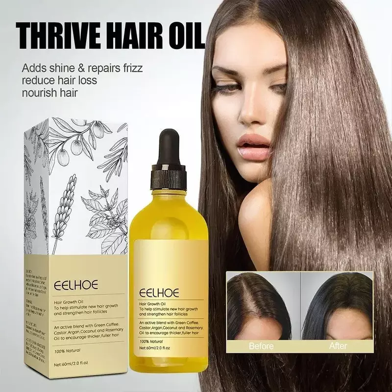 Óleo natural do crescimento do cabelo para a perda do cabelo, óleo essencial nutritivo eficiente para o reparo denso, cabelo danificado, óleo liso hidratando