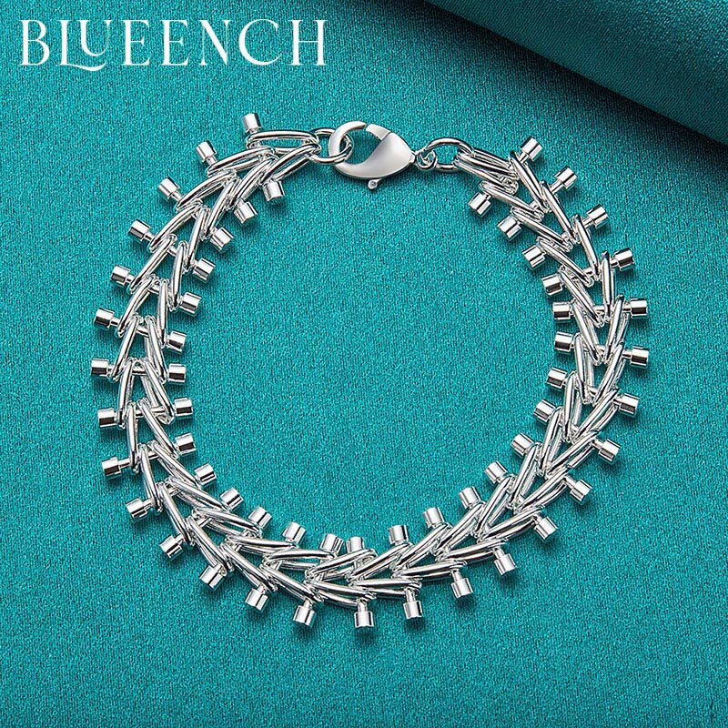Blueench – Bracelet Double rangée de perles en argent Sterling 925 pour hommes et femmes, breloque de fête, bijoux à la mode