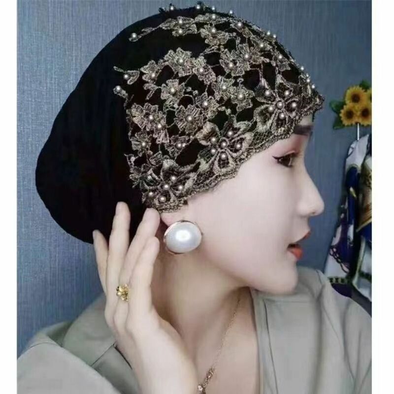 Bordado Índia Turbante para Mulheres, Chapéu De Nylon, Bonés Da Moda, Turbante Muçulmano, 7 Cores