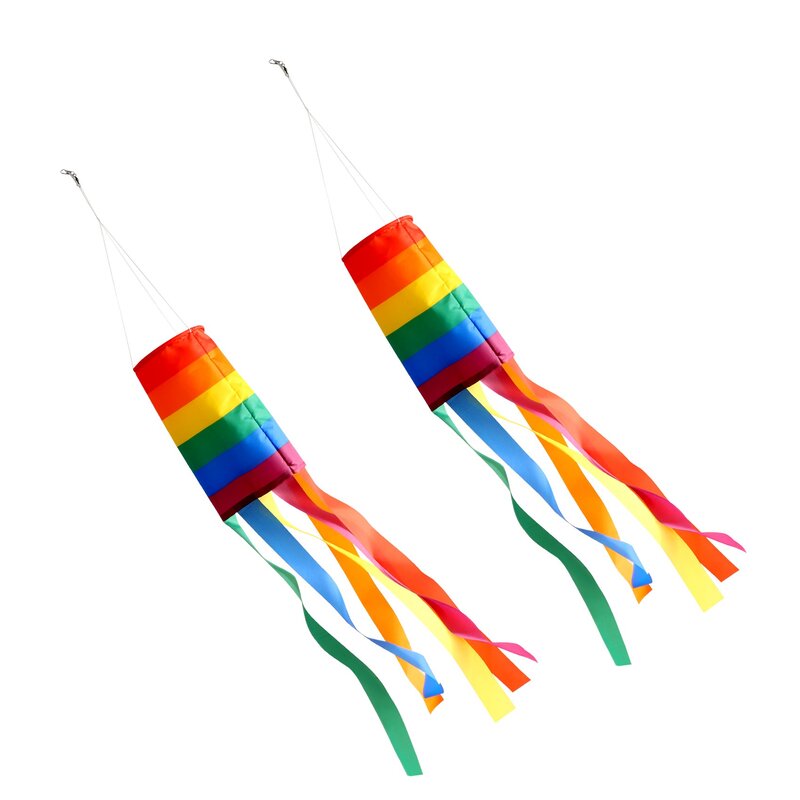 Kaus kaki penahan angin warna-warni, 2 buah kaus kaki dekorasi gantung untuk menggantung di luar ruangan