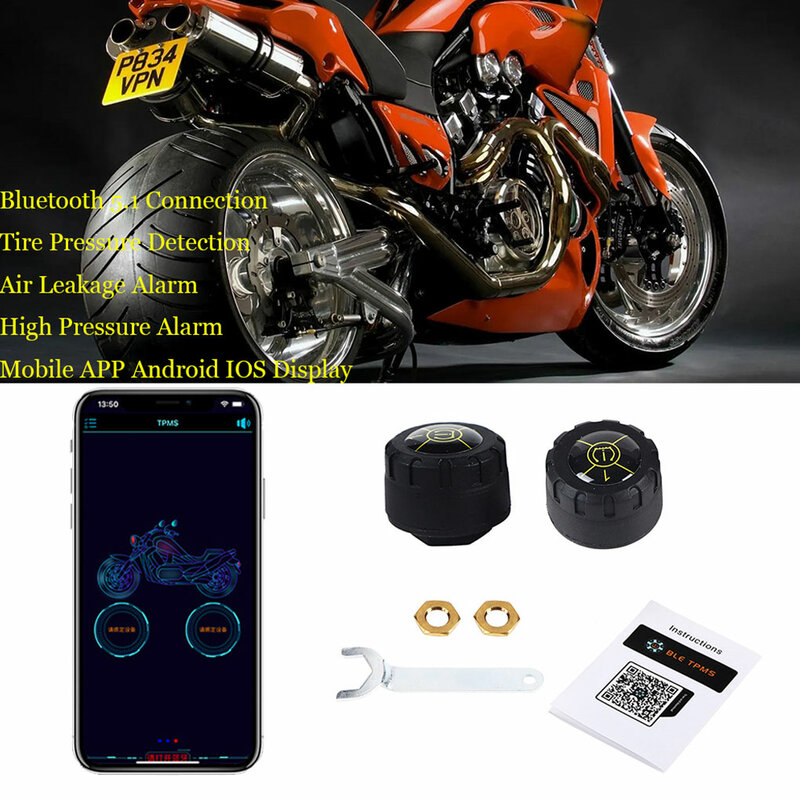 Bluetooth 5.1 Car TPMS Tire Pressure Alarm System Sensor Android/iOS Tyre Pressure Monitoring System 8.0 BarBluetooth