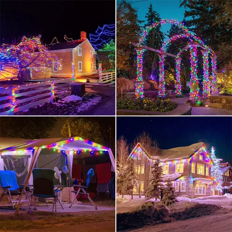 Guirnalda de luces LED solares para jardín, guirnalda impermeable de 7m, 12m, 22m y 32m, decoración de Navidad, boda y Año Nuevo