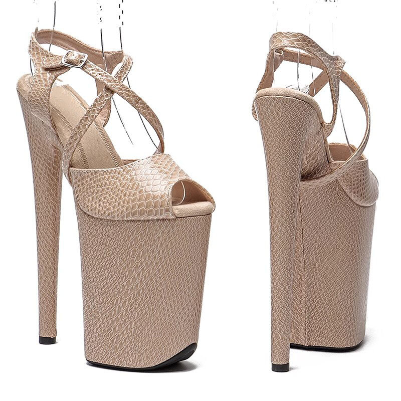 23cm/ 9inches With PU Starps Small Platform High Heel Sandals Sexy Pole Dance Shoes 043-2