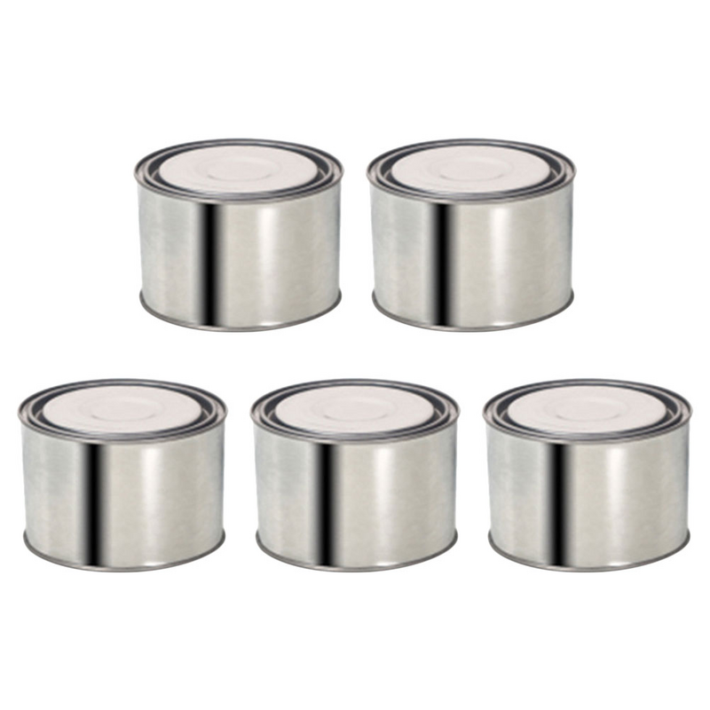 5 Pcs with Cover Metal Container Lid Round Can Tinplate Power Steering Reservoir