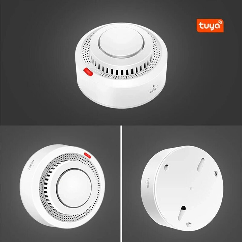 Tuya Detektor Asap Sensor WiFi Alarm Kebakaran Bekerja dengan Kehidupan Pintar Informasi Aplikasi Mendorong Sistem Keamanan Rumah Pintar Petugas Pemadam Kebakaran