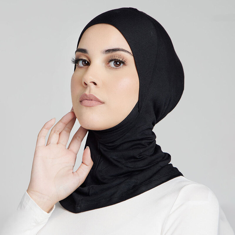 Gorro de cobertura completa musulmán para mujer, gorro elástico de algodón, bufanda interior lisa, turbante interior de moda, superventas