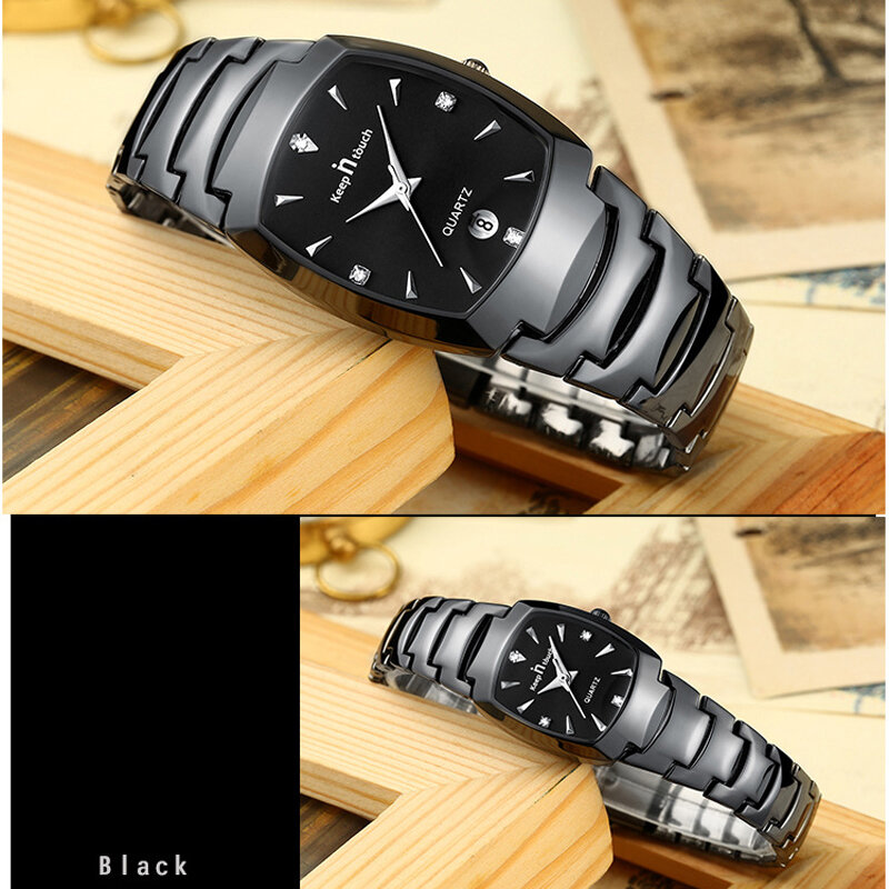 ファッション男性女性の時計恋人のためのカップルアイテムステンレス鋼クォーツ日付時計カジュアルなビジネススタイル彼の彼女の時計セット