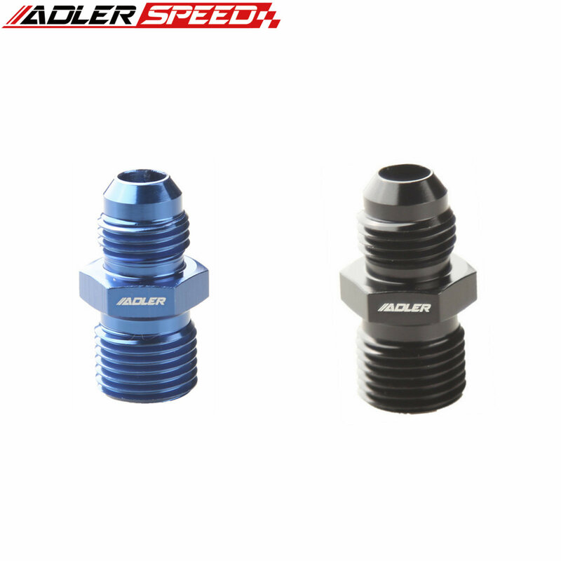 -6 AN AN6 Male Flare To M14 x 1.5 Metric Straight Aluminum Fitting Blue/Black