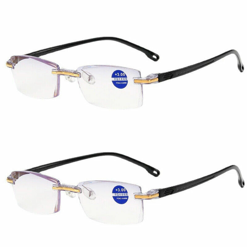 KLASSNUM-Óculos de leitura para homens e mulheres, óculos anti Blue Ray Presbiopia, óculos sem aro vintage, Dioptra + 1.0, 1.5, 2.0, 2.5, 3.0, 3.5, 4.0
