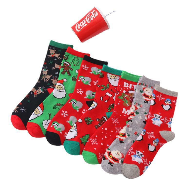 Elk old man Christmas socks new cartoon cute snowman red socks in tube cotton socks