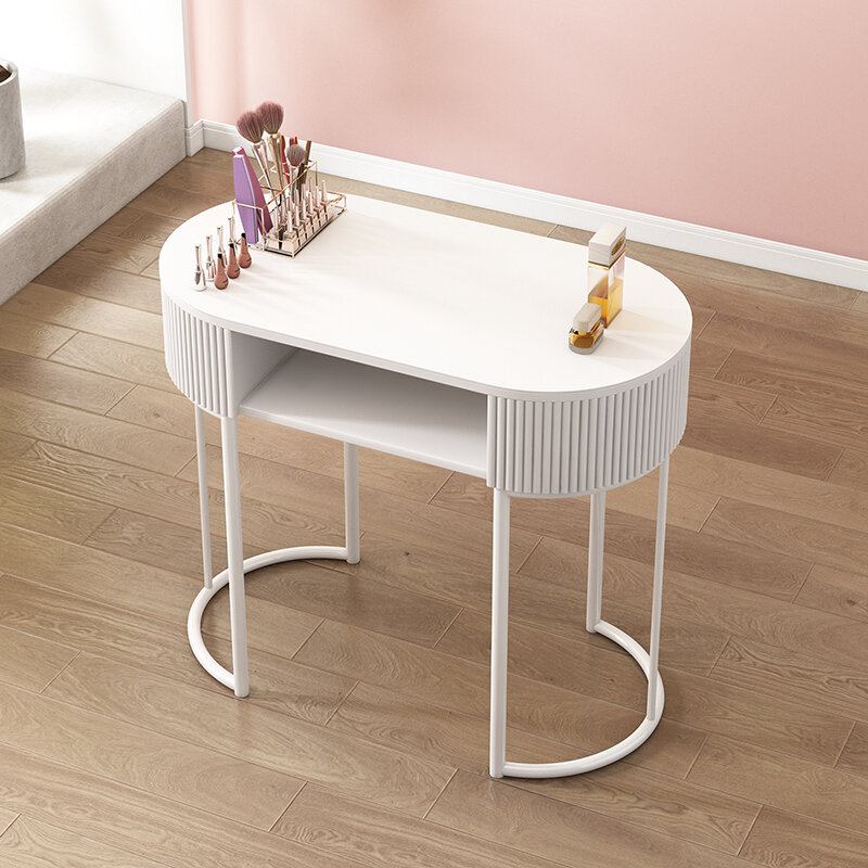 Desain putih Kawaii meja kuku berdiri organizer penyimpanan estetika Modern meja kuku seni manikur scivania Per ungkie Furniture